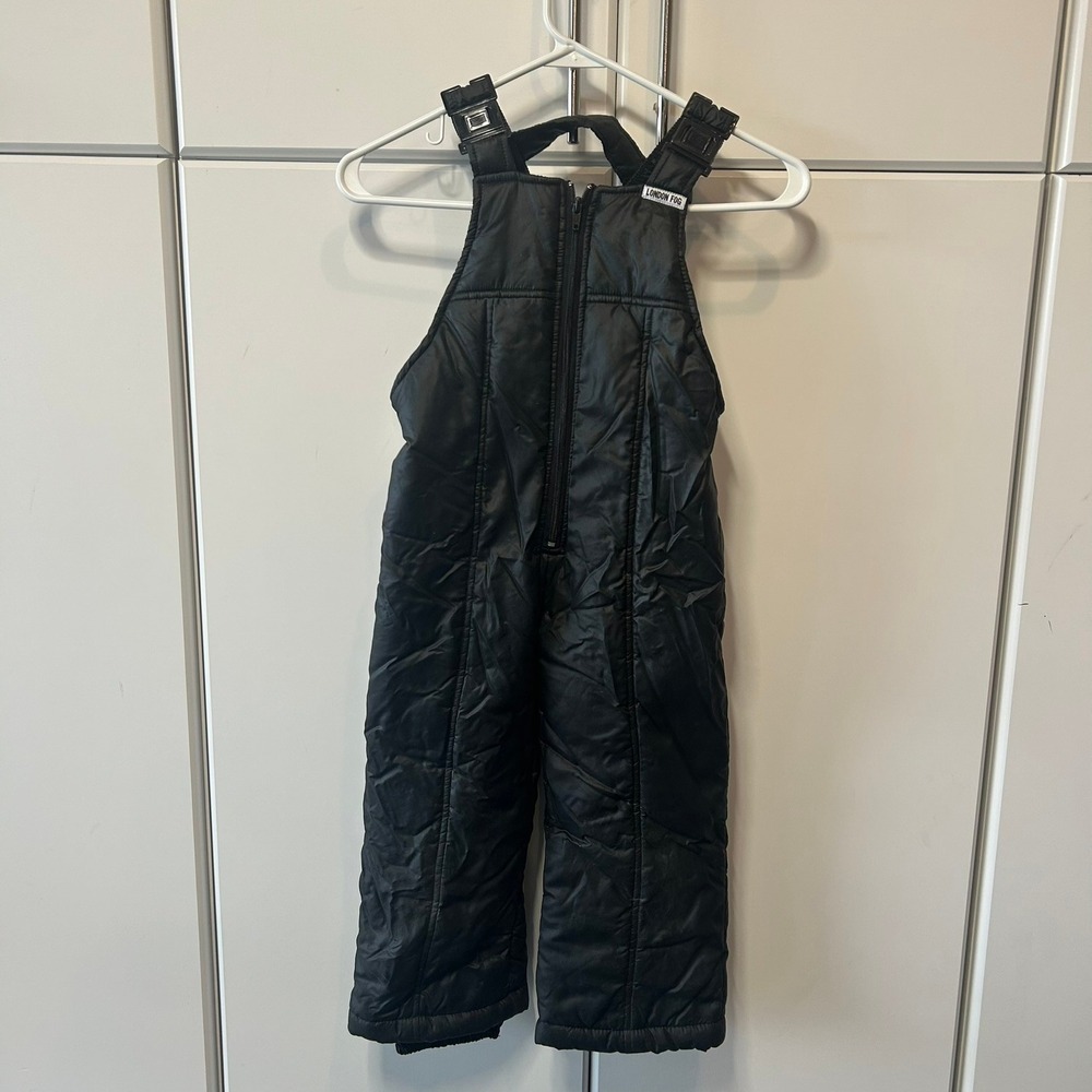 London Fog Vintage Black Snow Bibs Kids Size 5-6 Insulated Ski Overalls Puffer